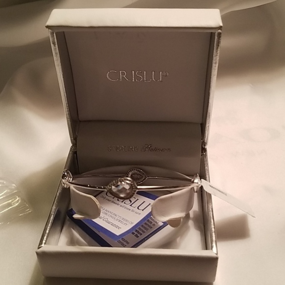 Crislu Sterling Platinum 4 Crystal‎ Bracelet NWT